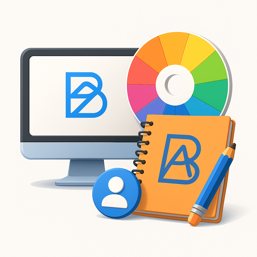 Creative designer working on logo and brand elements to build a cohesive brand identity